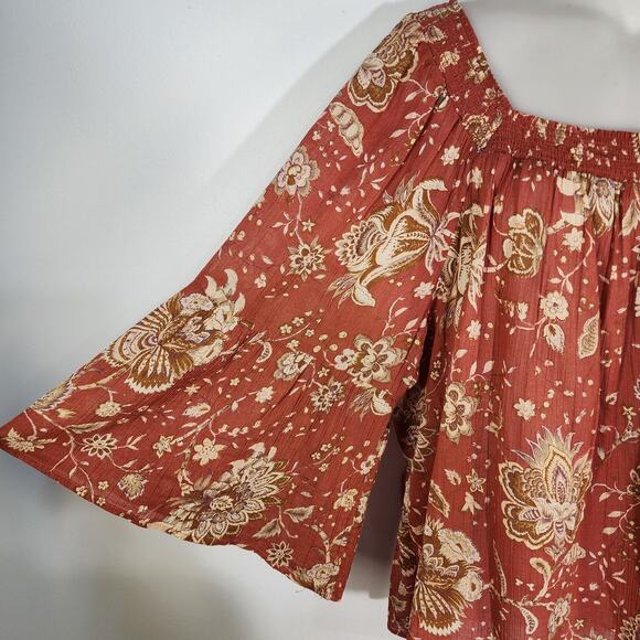 Chaps Top Blouse Womens XXL Peasant Cottage Core Boho Floral Squareneck Sheer - Picture 7 of 12